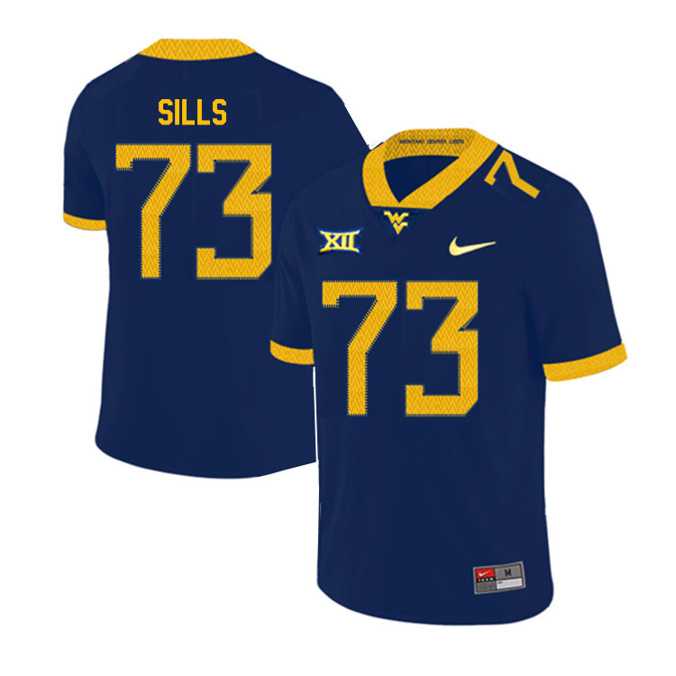 2019 Men #73 Josh Sills West Virginia Mountaineers College Football Jerseys Sale-Navy - Click Image to Close